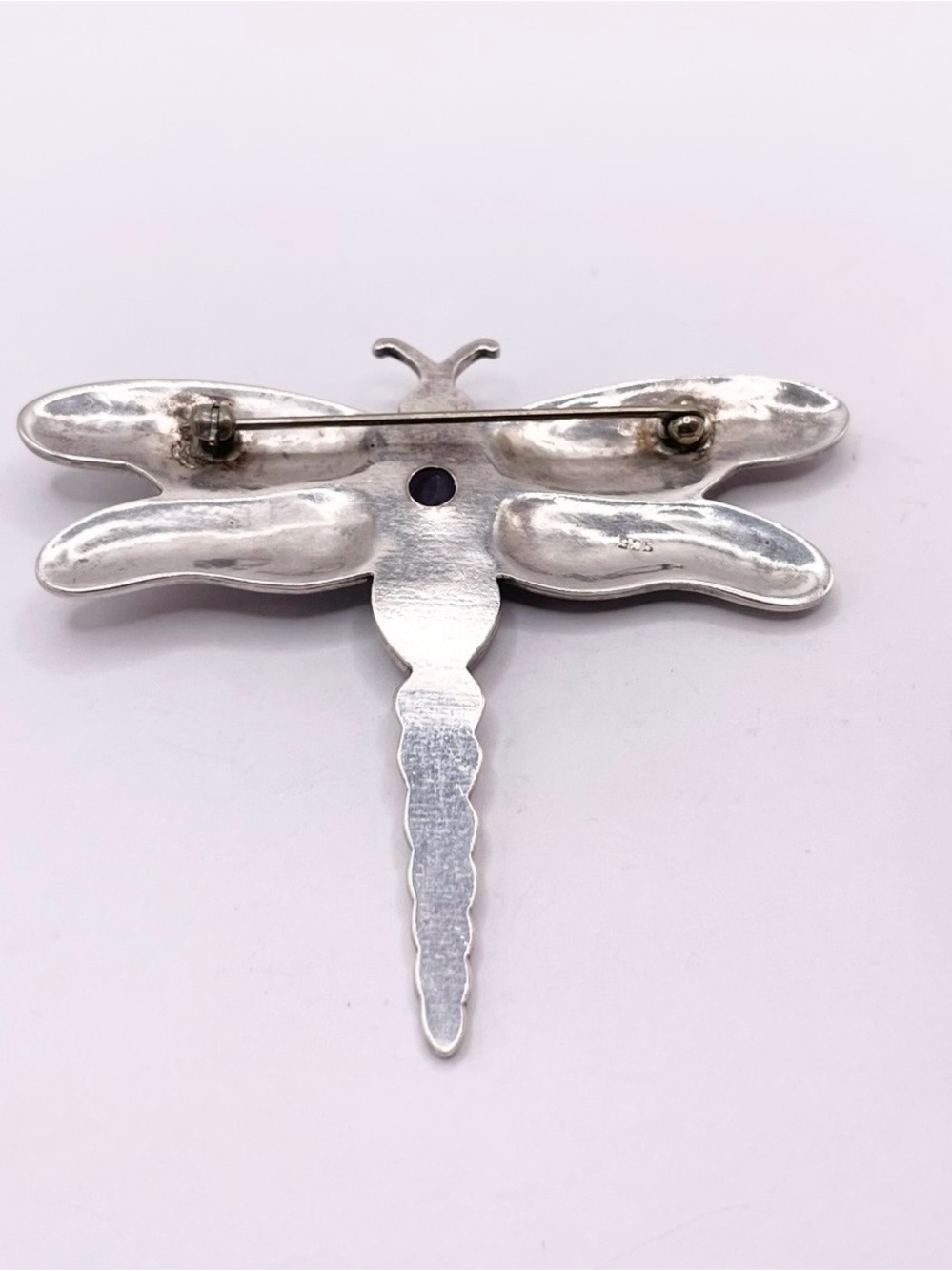 Sterling Silver Dragonfly Brooch with Purple Amethyst Accent - Picture 7 of 9
